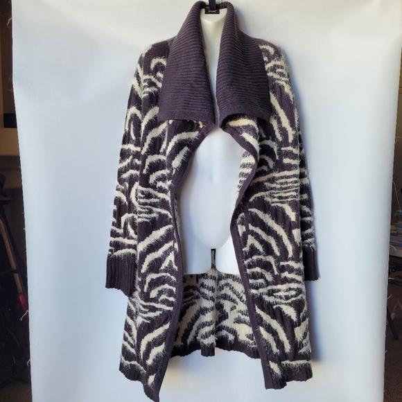 NWT Olivia m. Fuzzy Knit Shawl Collar Charcoal XL - Picture 1 of 9